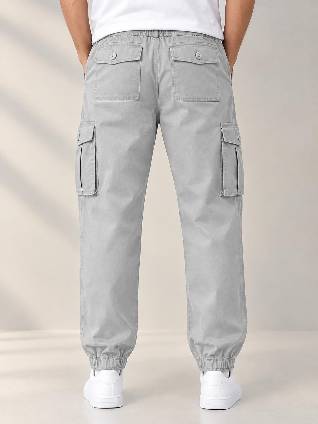 Men Light Grey Cargo Trouser