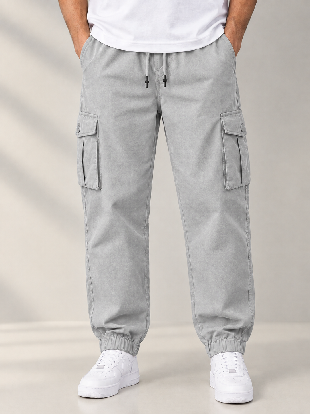 Men Light Grey Cargo Trouser